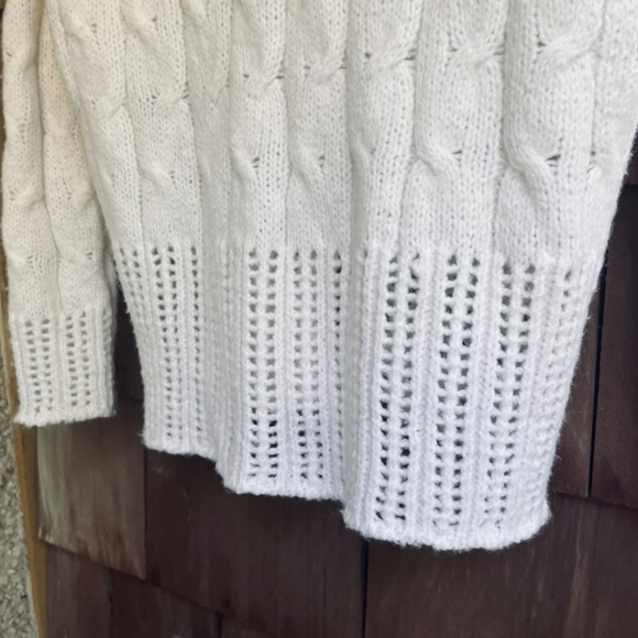 Kersh Women Openwork  Cable Кnit Turtleneck White Sweater Oversized Size XS - Picture 15 of 15